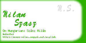 milan szasz business card